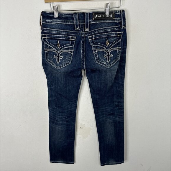 Rock Revival Woman 28X30 Stretch Noelle Skinny Denim Jeans Distressed - Picture 4 of 6